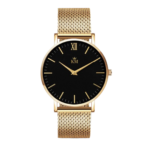 Gold and Black "KM" Watch