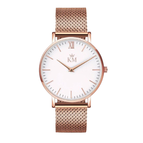 Rose Gold and White "KM" Watch