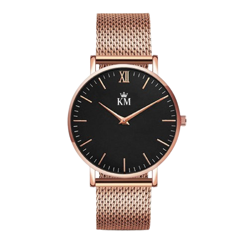 Rose Gold and Black "KM" Watch