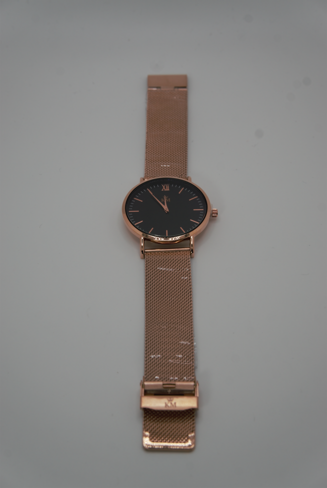 Rose Gold and Black "KM" Watch