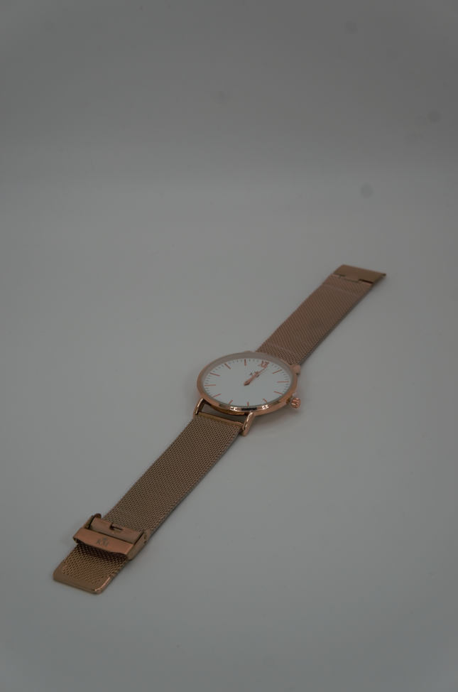 Rose Gold and White "KM" Watch