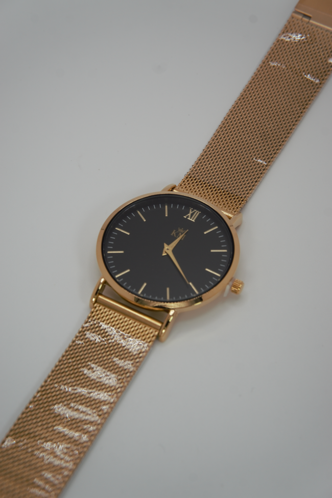 Gold and Black "KM" Watch
