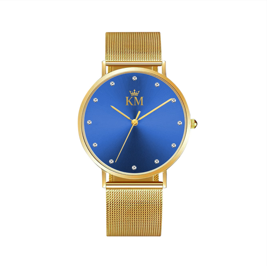 Gold and Blue "KM" With Diamonds