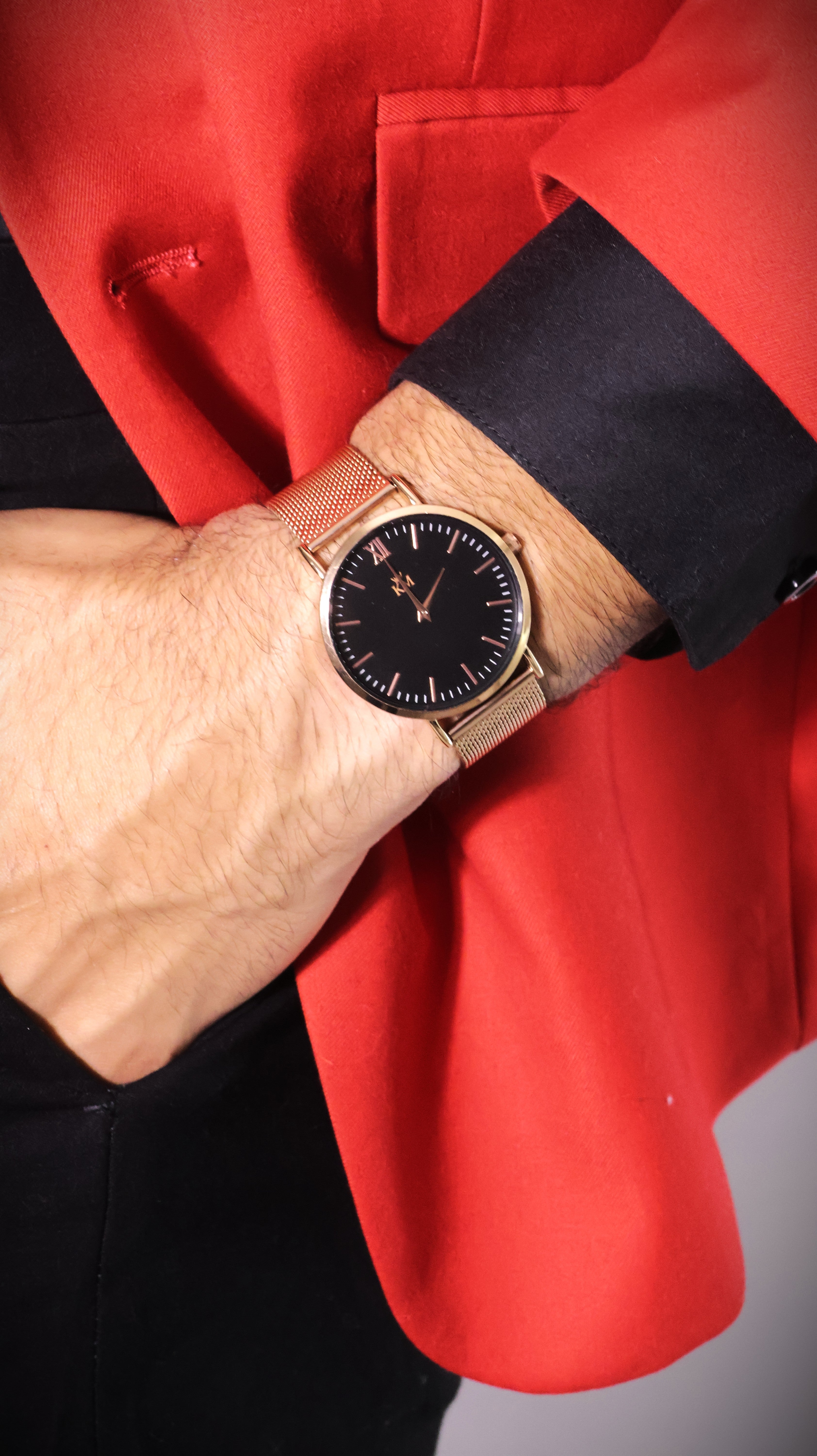 Rose Gold and Black "KM" Watch